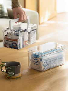 Portable Multi-functional Emergency Medicine Box Transparent Handheld Storage Container for Home Use Medicine Organizer