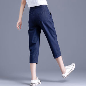 Cropped Pants Womens Summer Thin Ankle-Tied Harem Pants Loose Plus Size Casual Pants High Waist Slim Looking Cropped Pants Easiest for Match Tide