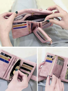 Womens wallet bifold small wallet highquality soft leather ladies card holder mini multi-function wristlet clutch cute coinpurse