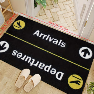 VIKAMA Arrives At the Departure Flight Theme Doormat Entrance Door Balcony Door Skin-friendly Soft Carpet for Home Decoration
