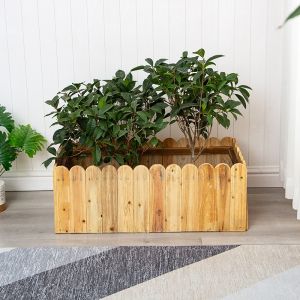 Antiseptic Wood Rectangular Flower Box Balcony Courtyard Terrace Planting Basin Outdoor Carbonized Decorative Planting Box Indoor Planter