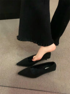 Sheepskin Version Pointed Toe Fashionable Womens Shoes Velvet Surface Comfortable Thin Heel Easy to Match for Commuting