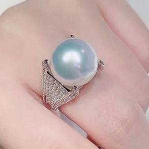 Huitan Imitation Pearl Women Ring Gorgeous Wedding Engagement Gentle Accessories Inlaid Bright Cubic Zirconia Lady Jewelry Gift