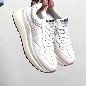 MYJUMP Thick soled casual shoes with genuine leather height increase womens small white shoes #957