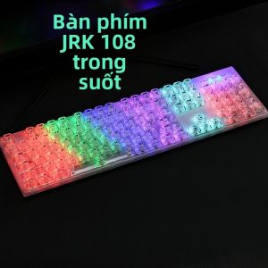 JIAGONG | Bàn Phím Cơ Mèo Trong Suốt Đổi Màu Cầu Vồng 104 Phím