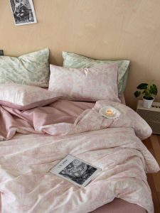 Retro Style Pure Cotton Bedding Set 1.8m Floral Print Bed Sheet Cover Duvet Cover Bed Canopy Style Four Piece Bedding Set