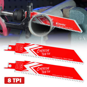 EZARC 150mm Carbide Reciprocating Saw Blade Endurance for Thick Metal Cast Iron Alloy Steel 6-Inch 8TPI Heavy-Duty Saw Blades