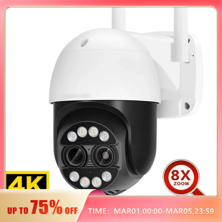 WiFi IP Camera 8MP Dual Lens 2.8mm -12mm 8X Zoom 4K PTZ Outdoor AI ...