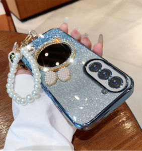 [3in1] เคสสำหรับ VIVO V40 V40Pro ปลอกอ่อน5G พร้อมสายคล้องมือและกระจกแต่งหน้ากรอบเคลือบสีแฟลชสีชมพูไล่ระดับสี เคส Vivo V40 5G Vivo V40 Pro Case - Lazada