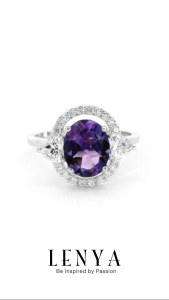 LENYA แหวนพลอยอเมทิสต์ เสริมความสงบใจ มีสติ มั่งคั่ง ขนาด 9x7 มิล ตัวเรือนเงินแท้925 ชุบทองคำขาว