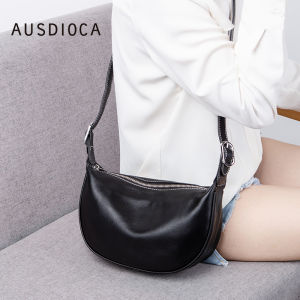 AUSDIOCA Genuine Leather Dumpling Bag Womens Crossbody Shoulder Bag Casual Versatile New Summer Fashion Handbag Purse