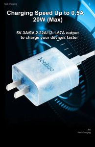 YOOBAO YAD-C001B 20W Super Fast Charging Type-C Port Lightweight Power Adapter