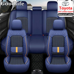 Toyota Car Seat Covers SetFull Coverage Leather Ice silk Seat Protector With fixed lumbar support For Vios Hilux Corolla Raize ALTIS RUSH Camry Yaris Innova RAV4 (5-seater luxury Set)