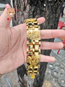 (Có Video Thật) Lắc Rồng Nam Bản To Chạm Khắc Tinh Xảo Mạ Vàng 24K Y Như Thật - Đeo Không Khác Đại Gia - Lokalo 26822
