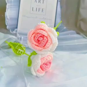 Crochet Flowers Roses Sunflower 🌹 Single Stalk DIY Finished Hand Knitted Gift