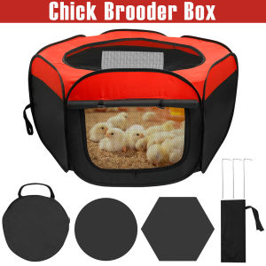 Chick Brooder Box Oxford Cloth Foldable Chicken Brooder with Storage Bag Double Door Chicken Starter Kit for Cats Dogs Rabbits