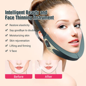 PASTSKY PASTSKY EMS Heated Face Lifting Firming Massager V-face Face Lifting Belt Face Slimming Vibratings Remover Double Chin Reducer Anti Aging Remote Control USB Charging