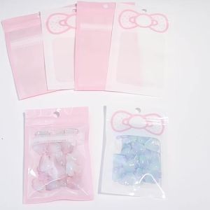 20pcs/lot Pink Self-sealing Bags Cute Bows Zipper Bag Gifts Packing Bags For Jewelry Beads Candy Cookie Wrapping Storage Pouches