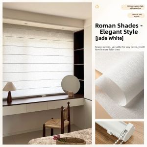 WEILAISHI | Retro Style Linen Semi-Sheer Roman Curtain Light Blocking Sun Protection