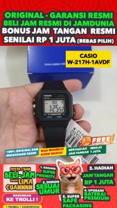 CASIO - CASIO W-217H-1AVDF - MEN - Black Blue - Strap Resin - Jam dunia JD18ST # Jam Tangan Pria Cowok Anti Air Digital Analog + CASIO W 217H 1A W-217H 217 H W217 W-217 W217H W-217H-1A $ WR5 STR SD7 HT7