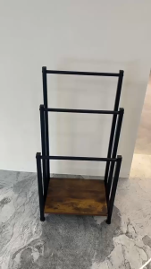 Retro Metal Towel Rack Floor Standing Bathroom Storage Shelf Bedroom Balcony Organizer Home Decor