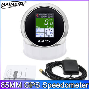RYSJM | Multifunctional 6IN1 Digital 85mm Gauge GPS Speedometer with GPS Antenna ODO TRIP Compass Longitude Latitude Altitude MPH Knots