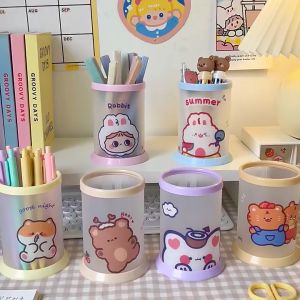 กระปุกใส่ดินสอ กล่องใส่ปากกา DIY ลายน่ารัก ประกอบเอง ทรงกลม ขนาดเล็ก จัดเก็บเครื่องเขียน นักเรียน อุปกรณ์การเรียน คละแบบ