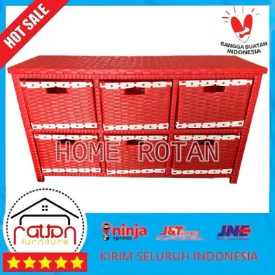 Lemari Laci 6 Minimalis Rotan Sintetis