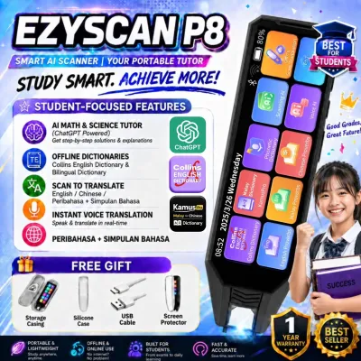 EzyScan - AI Translator Dictionary Pen with ChatGPT | Smart Scanner | Study Tool | Language Learning | Offline hDictionary | Scan & Translate | Instant Voice Translation | Free Gift | 1 Year Warranty