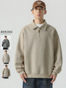 Wood soon | Mens Casual Loose American Style Long Sleeve Polo Shirt