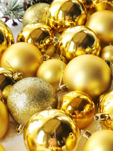 6/12/24 Pcs Set Gold Red Metallic Plastic Ball Xmas Balls Set  Ornament for Christams Tree Decor Christmas Balls Decorations Home Hanging Decorative Balls