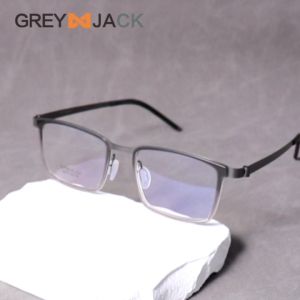 Grey Jack Frame Kacamata Model Kotak Ringan Titanium Kokoh Style Bisnis Pria Wanita Bisa Minus 98373