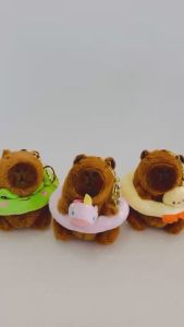 [HÌNH CLIP THẬT] Đồ chơi Móc khoá Gấu bông Chuột lang Capybara đeo Phao rùa vịt Phụ kiện đeo Balo Túi xách Nhồi bông 14