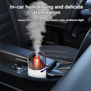Volcano Mini Humidifier - USB Rechargeable/Battery Digital Display Car Diffuser & Air Hydration for Home/Office/Car