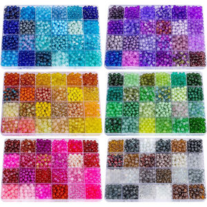 960PCS 6mm Glass Beads Bracelet Making Kit Assorted Colorful Beads for Jewelry And DIY CraftsFriendship Bracelets