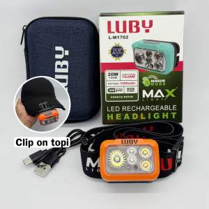 Senter Kepala Luby Mini Headlamp Sensor L-M 1702 / 1071 Led 2 Warna Cahaya Putih Kuning