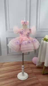LJW Unique and Elegant Girls Dress Hand Embroidered Birthday Party Dress Toddler Baby Girl First Year Party Dress