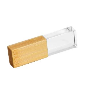 Jaster | JASTER Crystal Wood USB Flash Drive 128 GB Pen Drive Wooden Box U Disk Memory Stick Pendrive 64GB Wedding Gift Thumb Drives 32GB