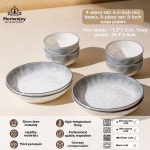 mornenjoy | Underglaze Colored Ceramic New Home Dinner Plate Luxurious