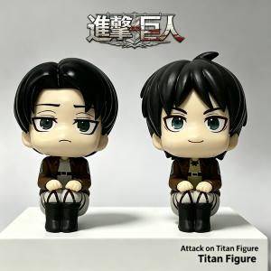 Bandai | 10cm Anime Attack on Titan Figure Look Up Levi Ackerman / Eren Jaeger / Mikasa Cute Q Version PVC Figurine Collectible Toy Model