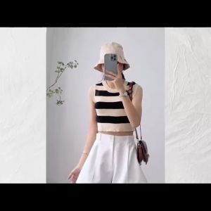 ÁO 3 LỖ CỔ TRÒN phối họa tiết KẺ TO chất len dệt kim mềm mại LCXA95