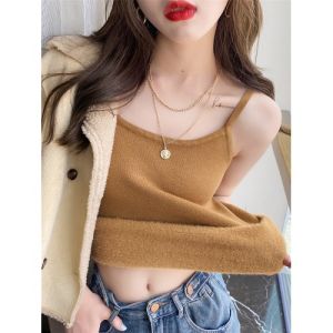 Fleece Lined Knitted Vest Womens Inner Wear Winter New Style 2025 Popular Mink Velvet Close Fitting Warm Base Layer Underwear