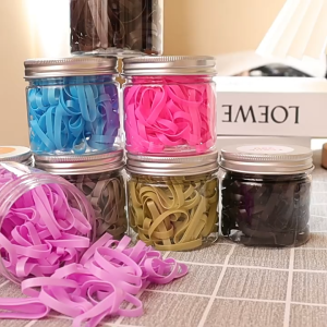 1Box Colorful Invisible Elastic Rubber Bands Solid Color Seamless No Damage Hair Bands Basic Rope Bands