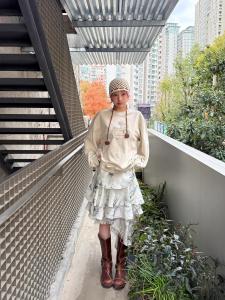 Váy Midi Họa Tiết Hoa Không Đối Xứng Phong Cách Pháp Cho Nữ Mùa Xuân Hè Cạp Cao Thường Ngày Đa Năng Váy Midi Dài Vừa Phải