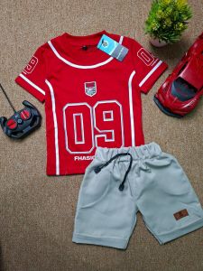 setelan kaos celana anak motif besbol viral