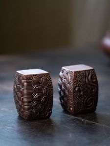 Yixing Purple Clay Tea Pet Solid Turtle Shell Cover Ornament Lucky Dragon And Phoenix Design Handmade Retro Style Tea Accessories