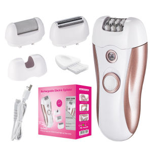 Máy Tẩy Lông Điện 4 Trong 1 Dành Cho Nữ Sử Dụng Tại Nhà Có Thể Giặt Được Kèm Kẹp Riêng Và Đèn Thiết Bị Tẩy Lông Vùng Nách Bikini Toàn Thân