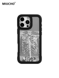 MIUCHO Electroplated Skeleton Phone Case for iPhone 17Promax Black Matte Anti-Fall Dark Series Apple 16Pro 17Air Protective Shell