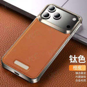 Luxurious Metal Perfume Phone Case for  17Pro Max Magnetic Suction Leather Protective Shell for Men High End Business Style