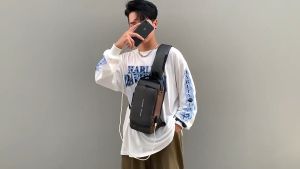 พร้อมส่ง สําหรับผู้ชาย กระเป๋าคาดอก กระเป๋าสะพายไหล่ กันน้ํา สไตล์นักธุรกิจ ใส่ของได้เยอะ คุณภาพดี ทรงสวยโ